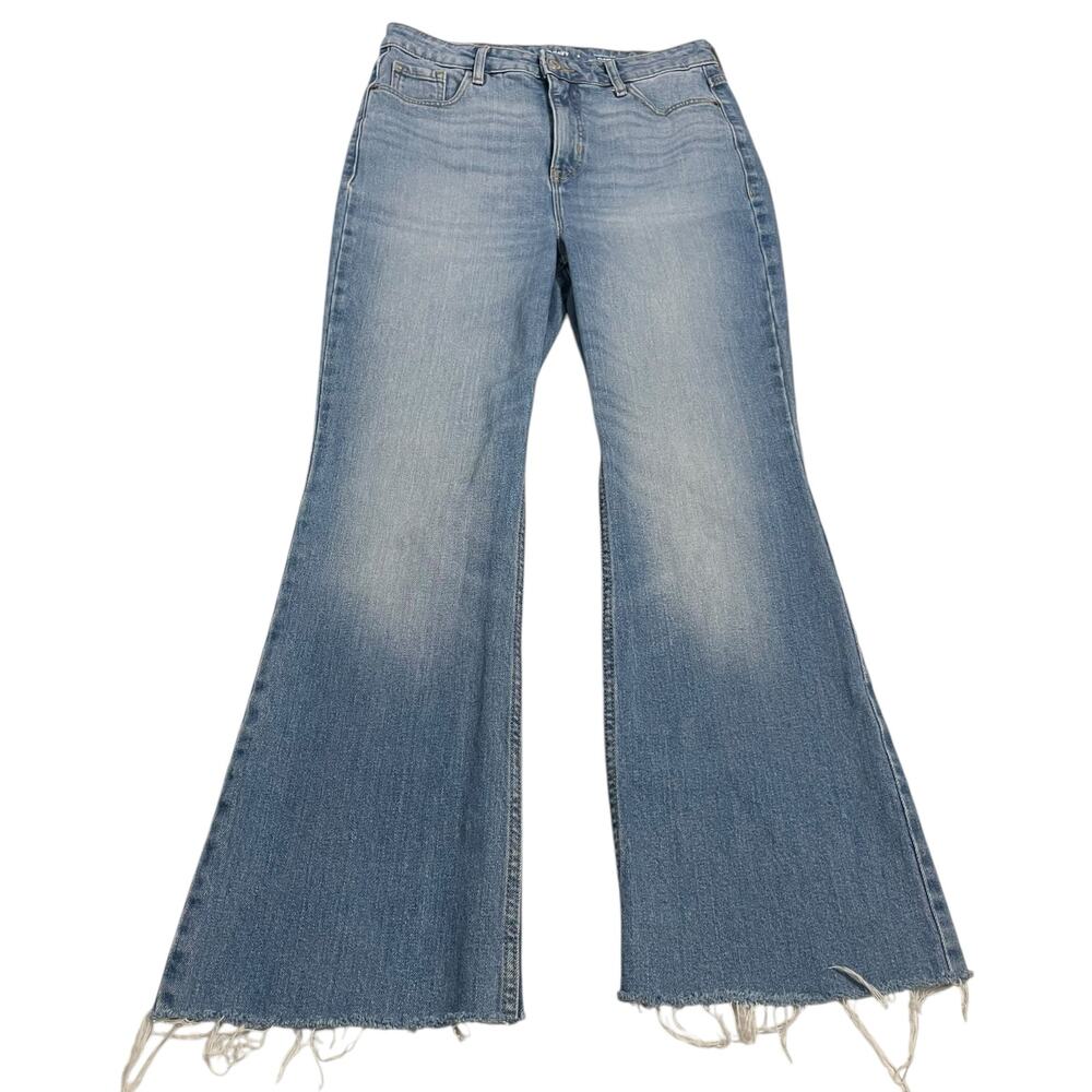 Old Navy Womens Jeans Size 6 Higher Rise Flare Raw Hem High Rise Denim Blue Jean
